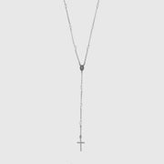 Collana in Argento 925 rosario con croce e perline bianche.