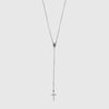 Collana in Argento 925 rosario con croce e perline bianche.