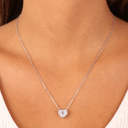Collana in Argento 925 con lucchetto a cuore pendente impreziosito da pavè di zirconi bianchi