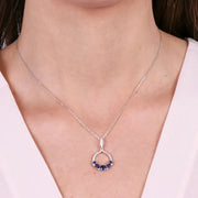 Collana in Argento 925 a goccia con zirconi blu