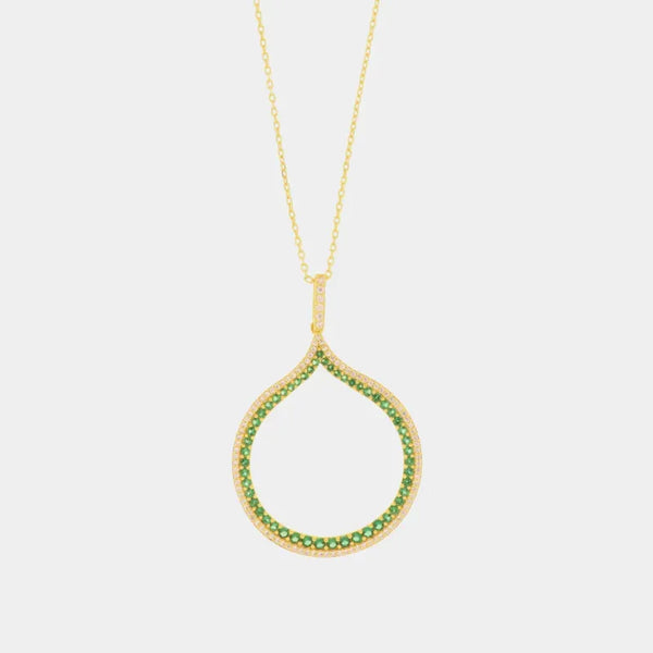 Collana in Argento 925 con forma ovale con zirconi verdi