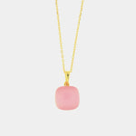 Collana in Argento 925 a forma quadrata con zircone rosa