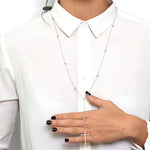 Collana in Argento 925  rosario con croce pendente impreziosita da zirconi
