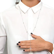 Collana in Argento 925  rosario con croce pendente impreziosita da zirconi