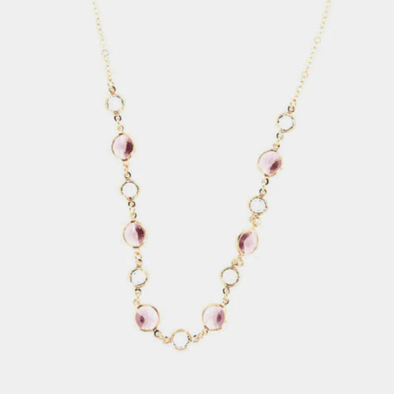 Collana in Argento 925  impreziosita da Cristalli rosa
