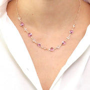 Collana in Argento 925  impreziosita da Cristalli rosa