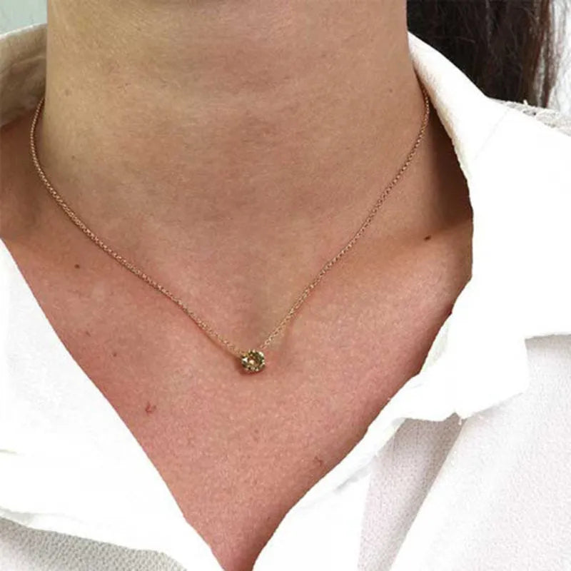 Collana in Argento 925 con punto luce colorato centrale