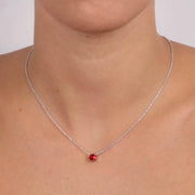 Collana in Argento 925 con punto luce rosso centrale