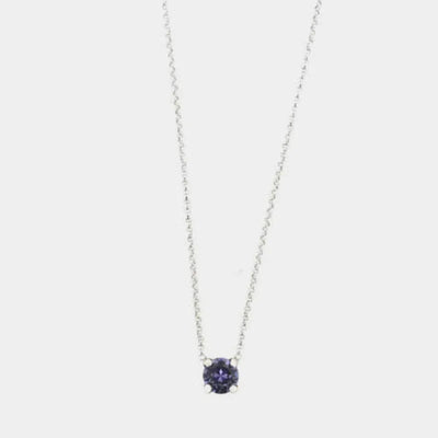925 Sterling Silver Necklace with Central Tanzanite Solitaire