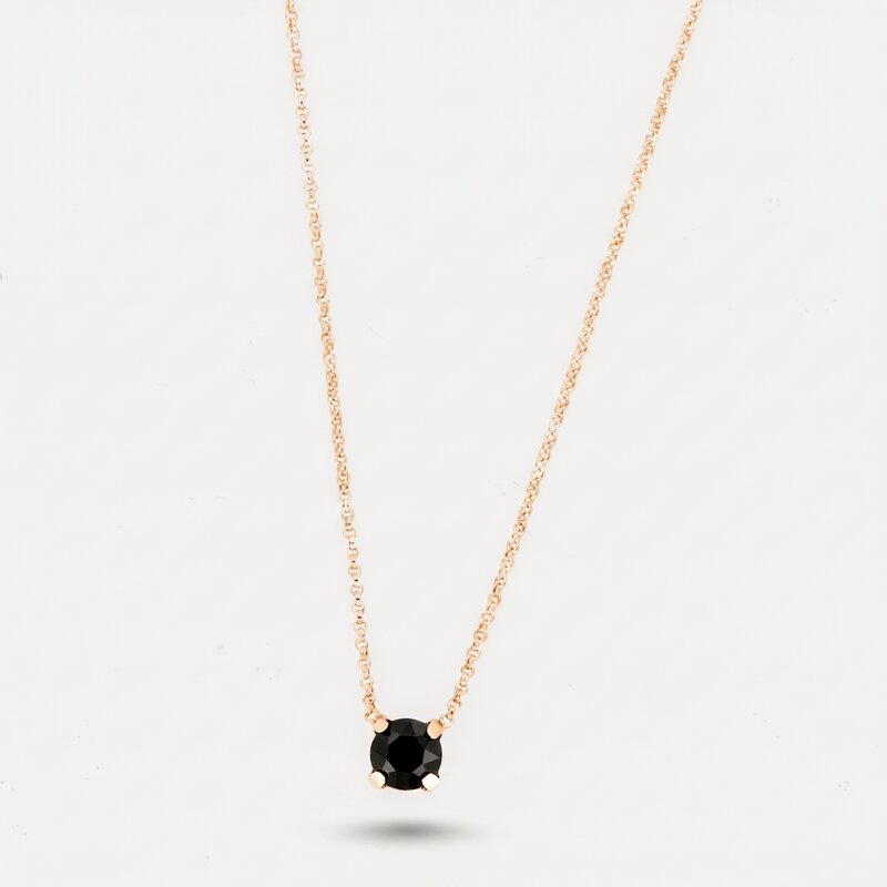 Collana in Argento 925 con punto luce di cristallo nero pendente - BYSIMON gioielli