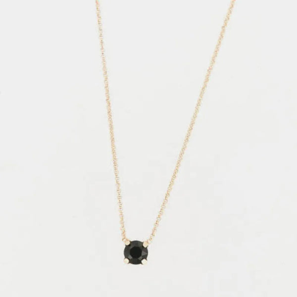 Collana in Argento 925 con punto luce di cristallo nero pendente - BYSIMON gioielli