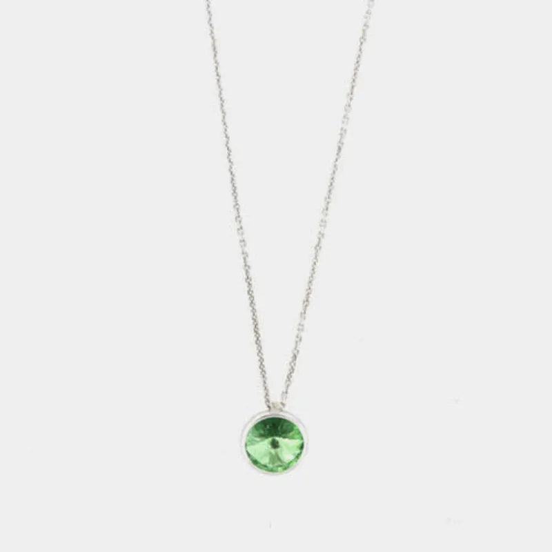 Collana in Argento 925 con punto luce pendente impreziosito da cristallo verde