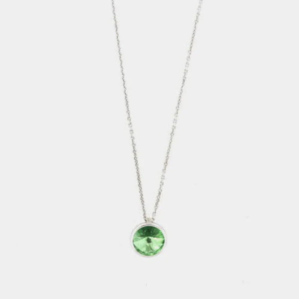 Collana in Argento 925 con punto luce pendente impreziosito da cristallo verde - BYSIMON gioielli
