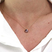 Collana in Argento 925 con punto luce pendente impreziosito da cristallo rosa antico