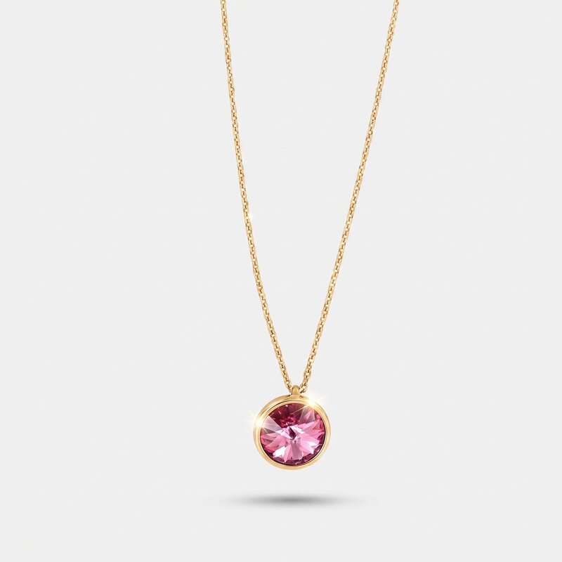Collana in Argento 925 con punto luce pendente impreziosito da cristallo rosa antico BYSIMON - gioiello BySimon