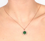 Collana in Argento 925 con pendente zirconato smeraldo e perline
