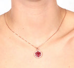 Collana in Argento 925 con pendente zirconato rubino e perline