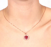 Collana in Argento 925 con pendente zirconato rubino e perline
