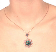 Collana in Argento 925 con pendente fiore  smeraldo