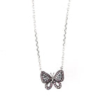 Collana in Argento 925  farfalla zirconata multicolore