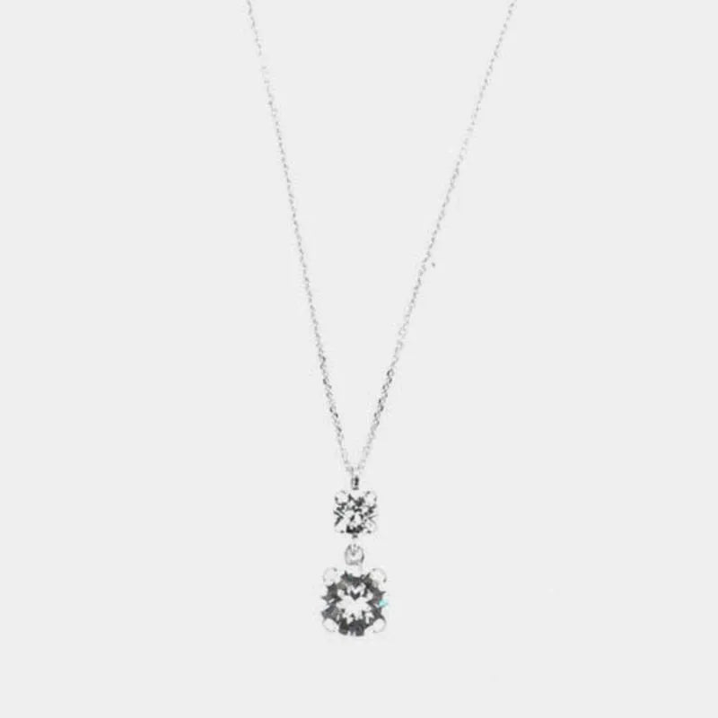 Collana in Argento 925 doppio punto luce con cristalli bianchi pendenti
