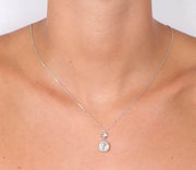 Collana in Argento 925 doppio punto luce con cristalli bianchi pendenti