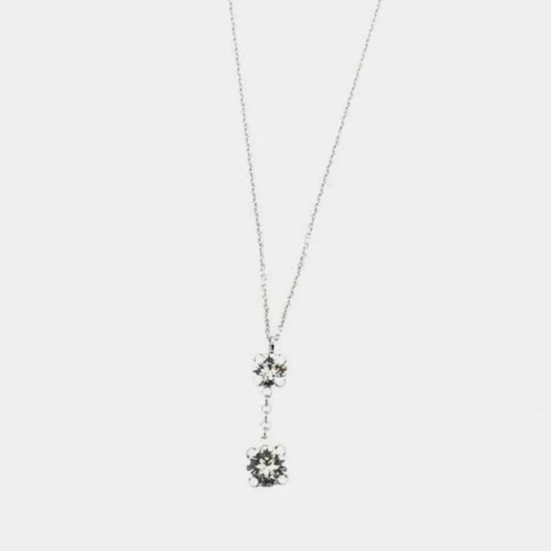 Collana in Argento 925 con doppio punto luce pendente di cristalli bianchi