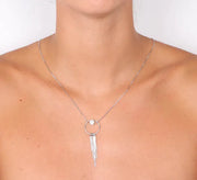 Collana in Argento 925 con fili pendenti e punto luce di cristallo bianco