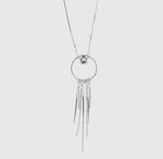 Collana in Argento 925 con fili pendenti e punto luce di cristallo bianco