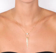 Collana in Argento 925 con fili pendenti e punto luce di cristallo bianco