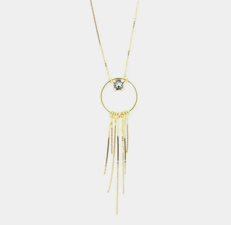 Collana in Argento 925 con fili pendenti e punto luce di cristallo bianco