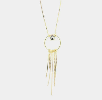 Collana in Argento 925 con fili pendenti e punto luce di cristallo bianco