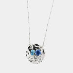 Collana in Argento 925 pendente con cristalli colorati, su piastra martellata