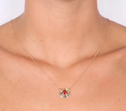 Collana in Argento 925 pendente con cristalli colorati, su piastra martellata
