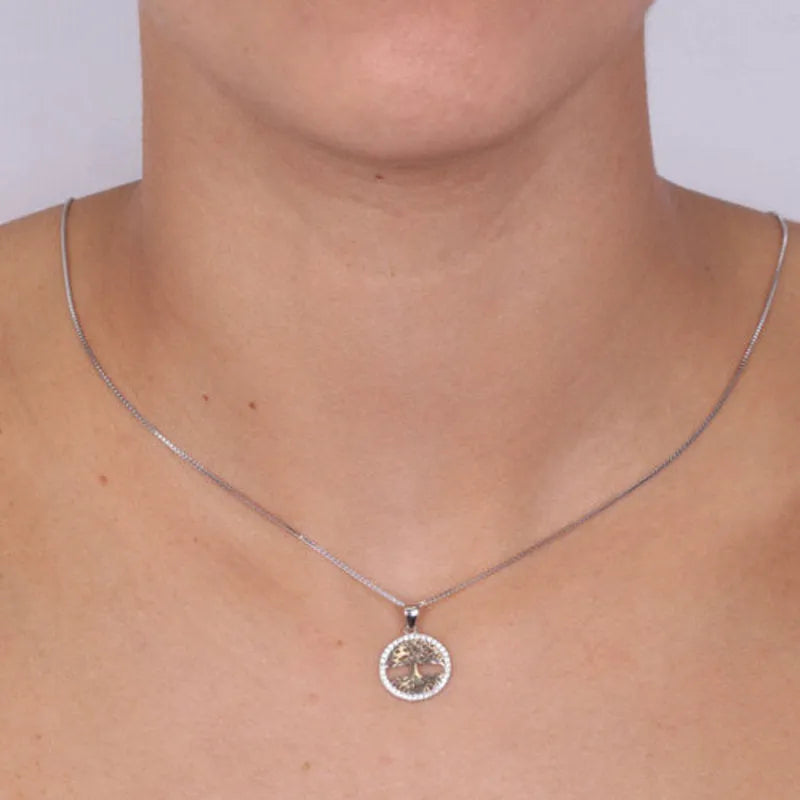 Collana in Argento 925 con albero della vita e zirconi bianchi - BYSIMON gioielli