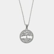 Collana in Argento 925 con albero della vita e zirconi bianchi