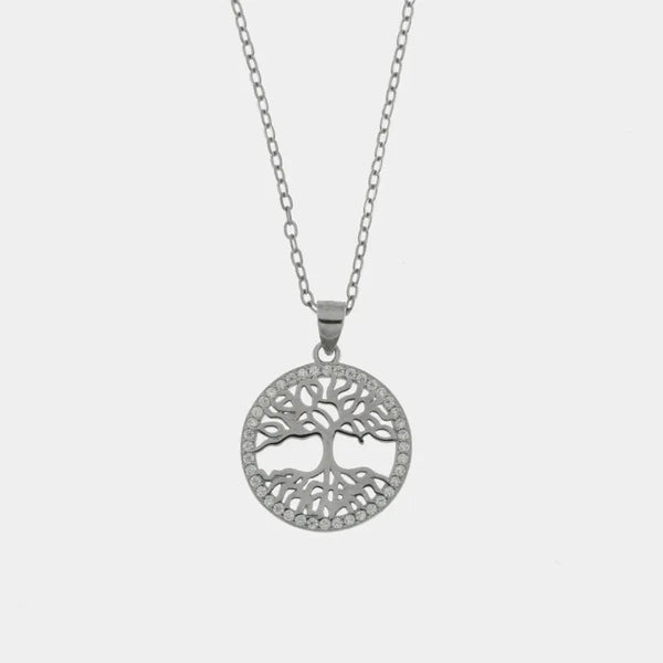 Collana in Argento 925 con albero della vita e zirconi bianchi - BYSIMON gioielli