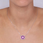 Collana in Argento 925 con cerchio pendente a pavè di zirconi rubino
