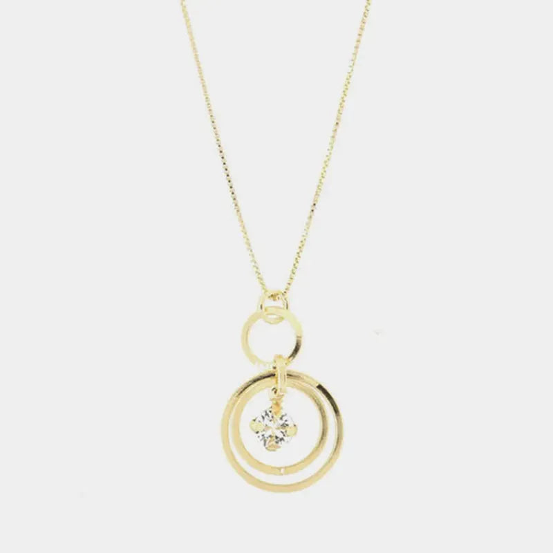 Collana in Argento 925  con cerchi pendenti impreziositi da un cristallo bianco centrale