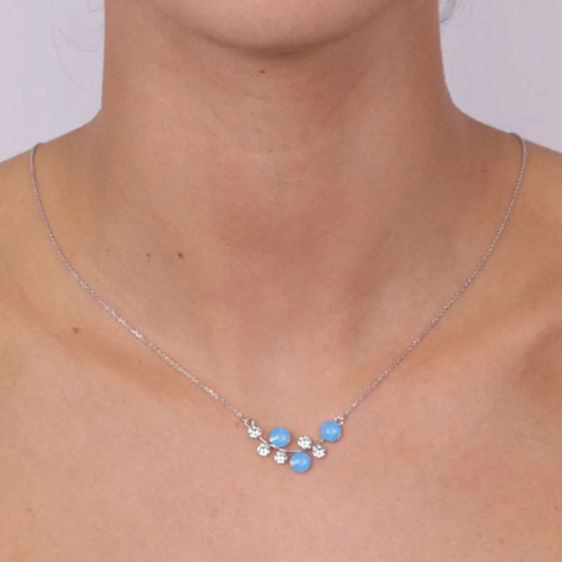 Collana in Argento 925  impreziosita da Cristalli azzurri e bianchi