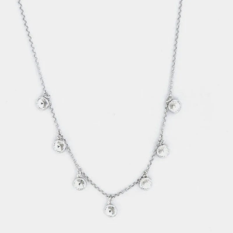 Collana in Argento 925 con giro di cristalli bianchi pendenti