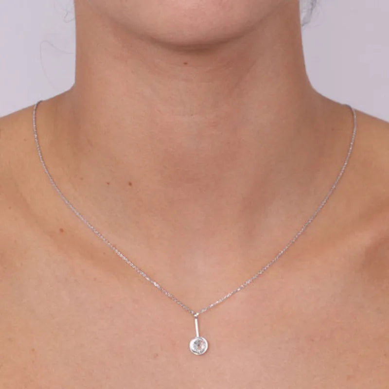 Collana in Argento 925 con punto luce pendente impreziosito da cristalli bianchi - BYSIMON gioielli