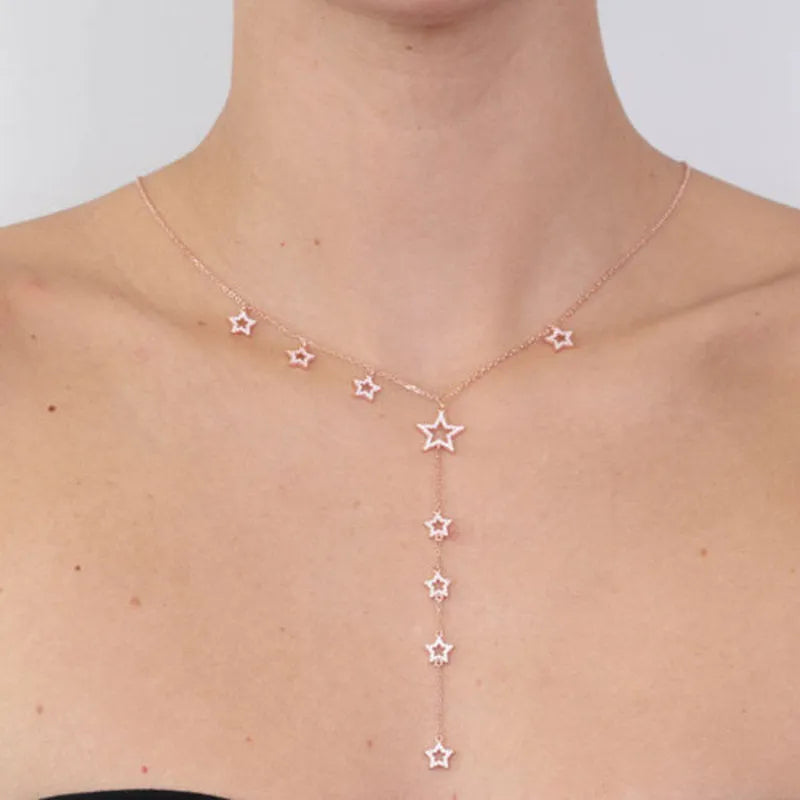 Collana in Argento 925 con stelle pendenti impreziosite da zirconi bianchi BYSIMON - gioiello BySimon