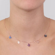 Collana in Argento 925 con soggetti pendenti di zirconi multicolore