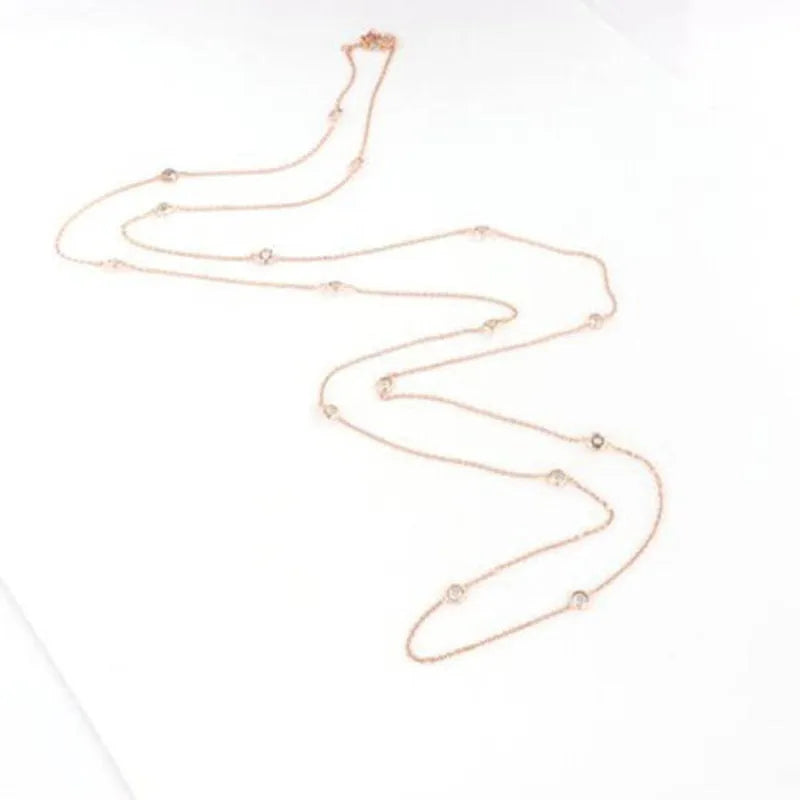Collana in Argento 925 catena lunga con punti luce sparsi di cristalli bianchi