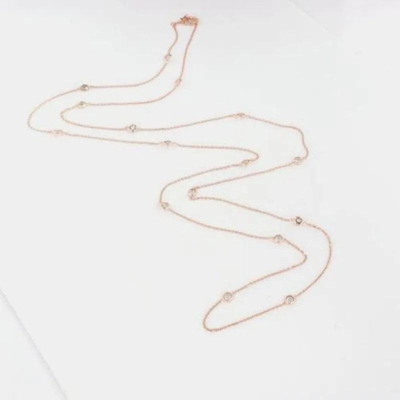 Collana in Argento 925 catena lunga con punti luce sparsi di cristalli bianchi