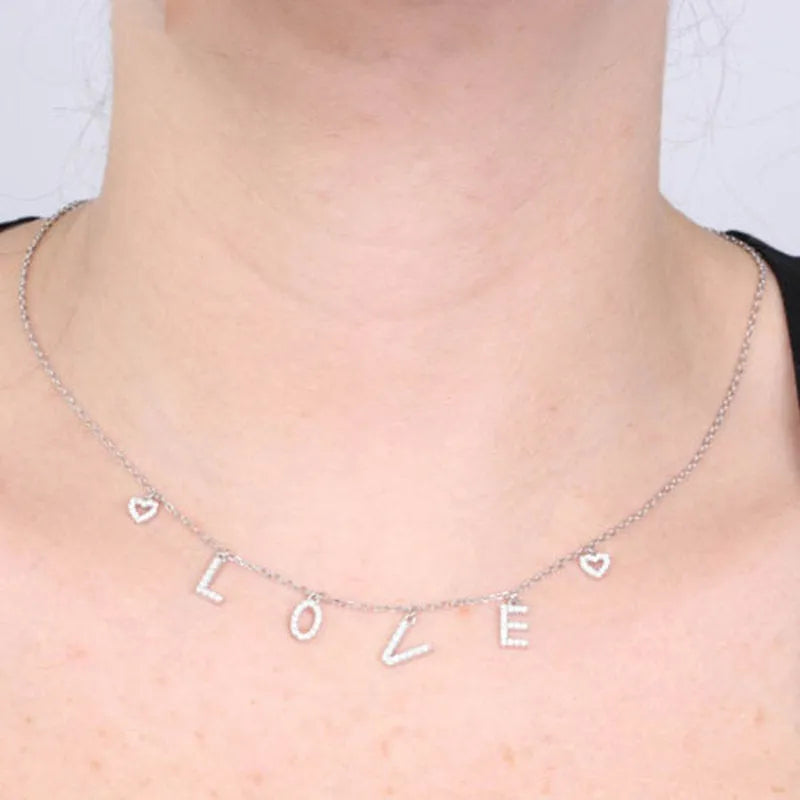 Collana in Argento 925 con scritta LOVEpendente, impreziosita da zirconi bianchi