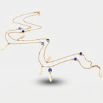 Collana in Argento 925 lunga con piume e cristalli pendenti - BYSIMON gioielli