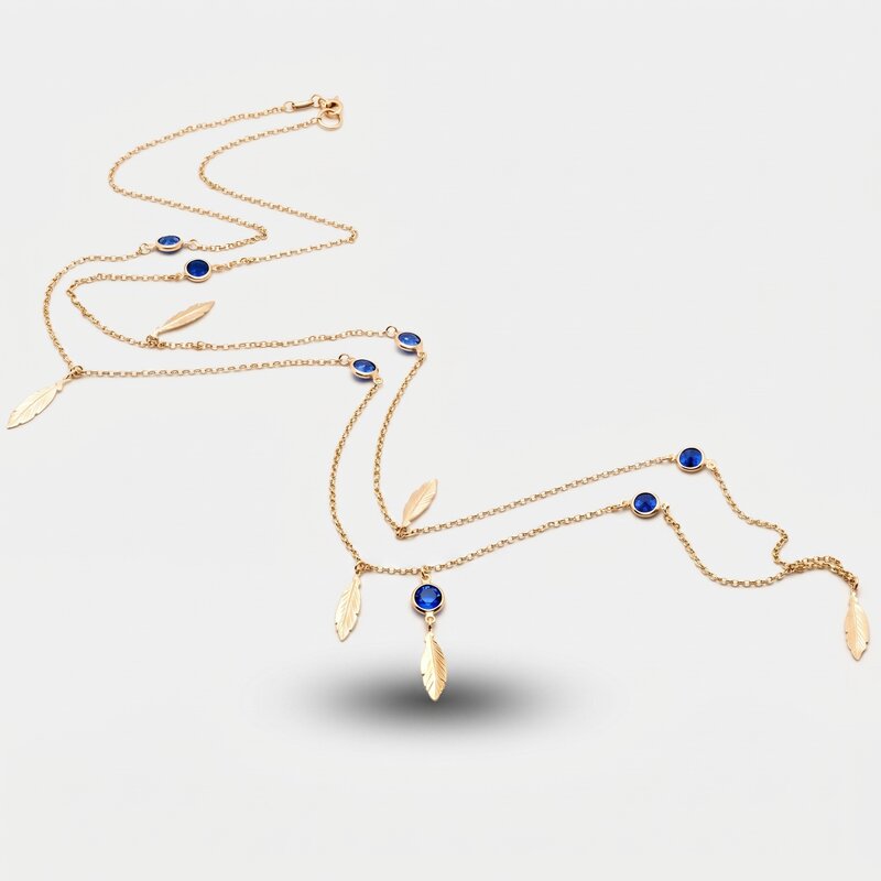 Collana in Argento 925 lunga con piume e cristalli pendenti - BYSIMON gioielli