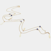 Collana in Argento 925 lunga con piume e cristalli pendenti